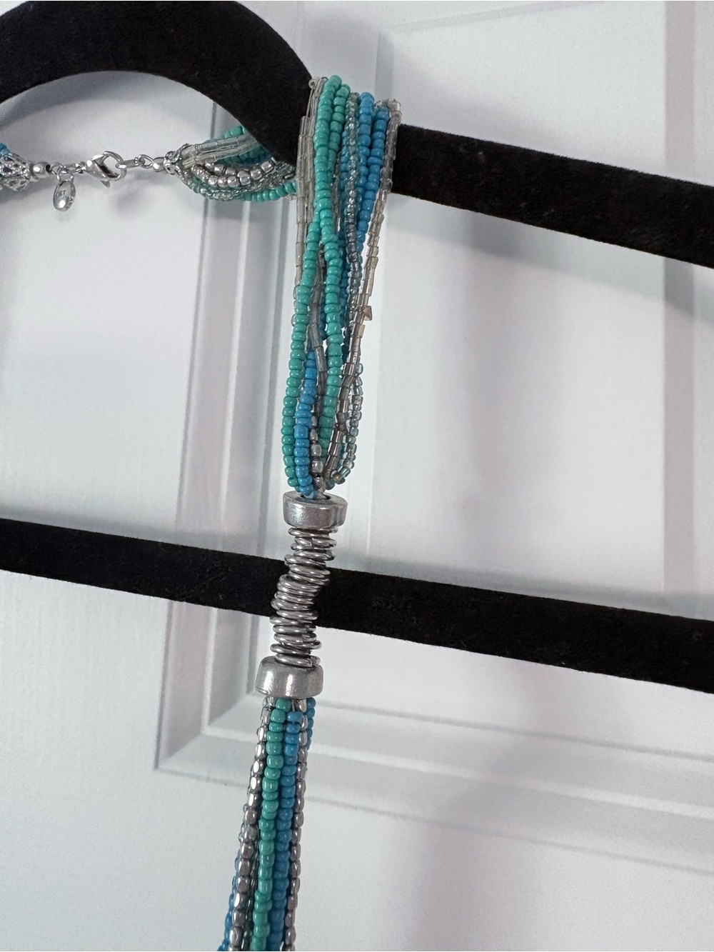 LOFT Teal and Silver Multi-Strand Beaded Necklace - Picture 3 of 6